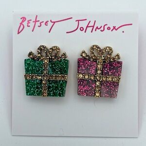 Betsey Johnson Crystal Mismatched Present Earrings NWT